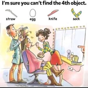 Find Straw, Egg, Kn.ife, Sock. Find Straw, Egg, Kn.ife, Sock.