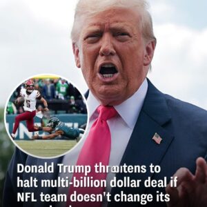 Trump vows to stop a massive deal if the NFL team refuses to restore its former name. Trump vows to stop a massive deal if the NFL team refuses to restore its former name.