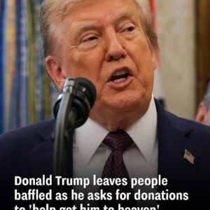 Donald Trump puzzles supporters with call for donations to “get him into heaven.” Donald Trump puzzles supporters with call for donations to “get him into heaven.”