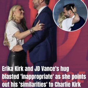 Erika Kirk and JD Vance’s hug blasted ‘inappropriate’ as she points out his ‘similarities’ to Charlie Kirk