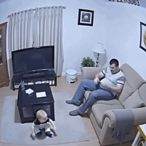 My husband was unaware of the camera, and I was