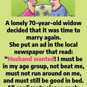 A lonely 70-year-old widow decided that it was time to marry again.