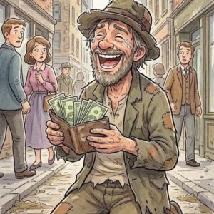 A man finds a wallet with 0 in it.