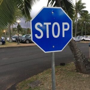 The Meaning Behind a Blue Stop Sign