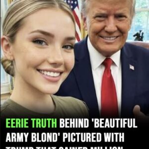 Eerie truth behind ‘beautiful Army blond’ pictured with Trump that gained million followers before disappearing