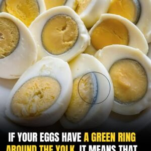Why does a green ring appear around hard-boiled eggs?