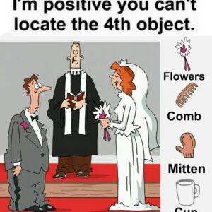 Find Flowers, Comb, Mitten, Cup.