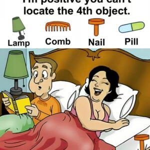 Find Lamp, Comb, Nail, Pill.