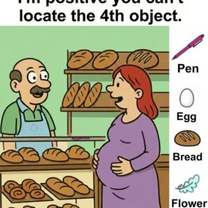 Find Pen, Egg, Bread, Flower.