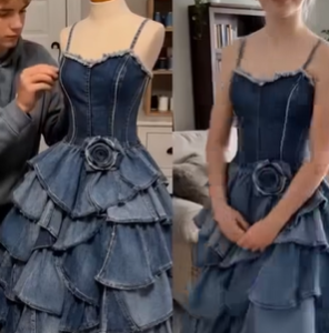 My stepmom refused to pay for my prom dress, so my brother made one from our late mom’s old jeans but when I walked into prom, her plan to embarrass me took a turn she never saw coming.