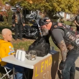 Dying boy’s lemonade stand was empty until bikers saw what his sign really said underneath “50 cents.”